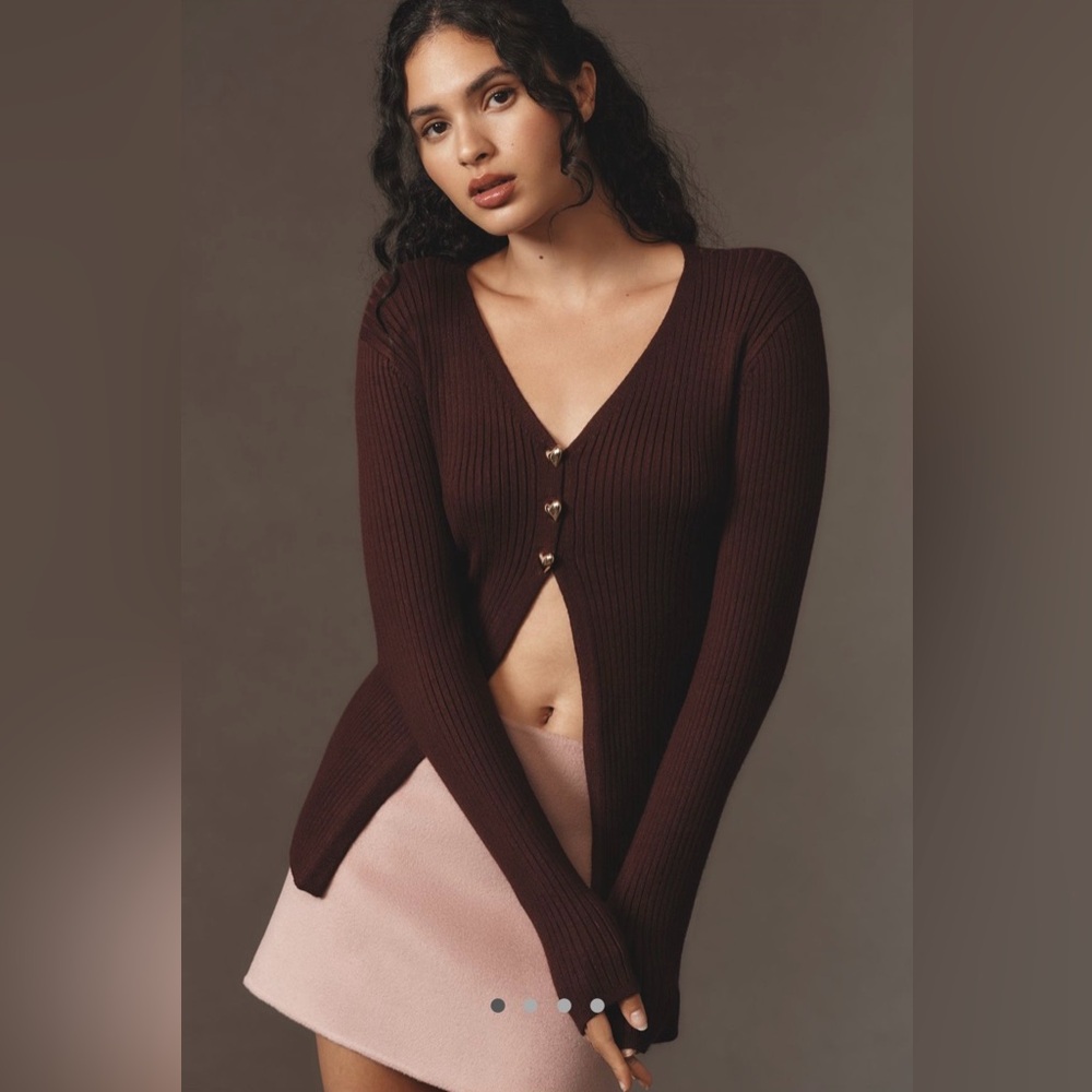 Avec Les Filles Burgundy Ribbed Knit